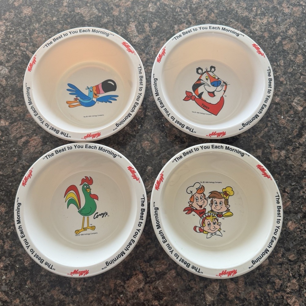 Kellogg's Cereal Bowls Set Of 4 Vintage 1995 "The Best To You Each Morning"